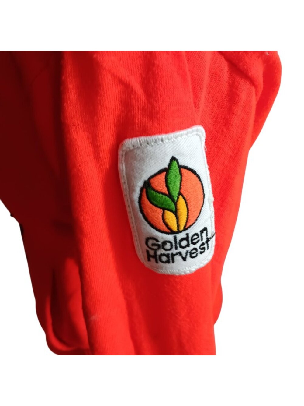 Men's Large Vintage 1980's Hoody Jacket Golden Harvest Farmer Patch Drawstring